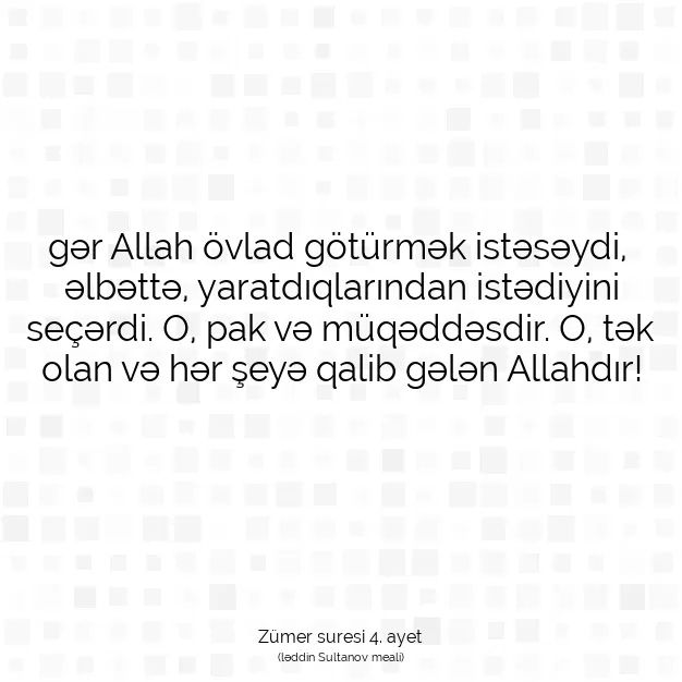 Ayetbul | Kuran Mealleri | Quran | Zümer suresi 4. ayet