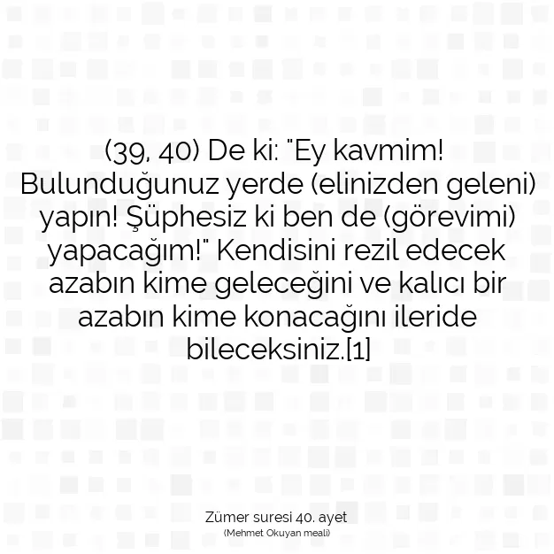 Ayetbul | Kuran Mealleri | Quran | Zümer suresi 40. ayet