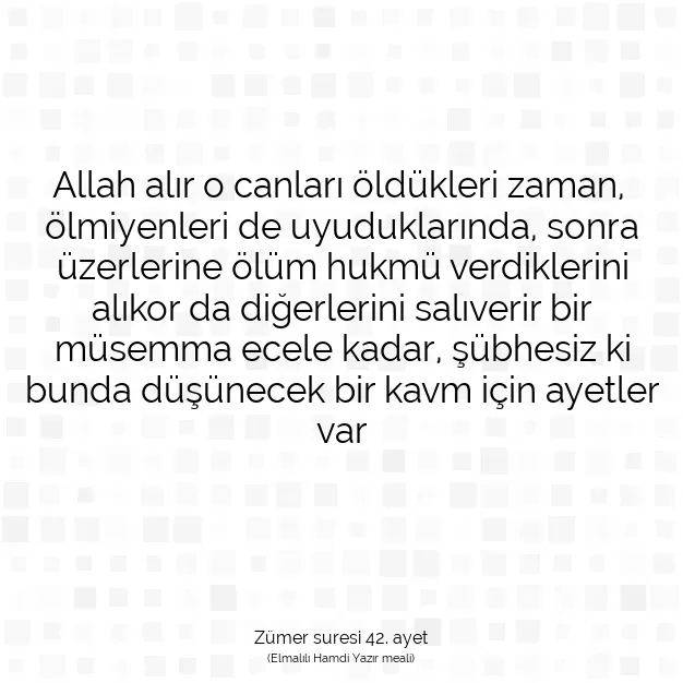 Ayetbul | Kuran Mealleri | Quran | Zümer suresi 42. ayet