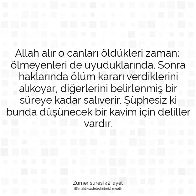 Ayetbul | Kuran Mealleri | Quran | Zümer suresi 42. ayet