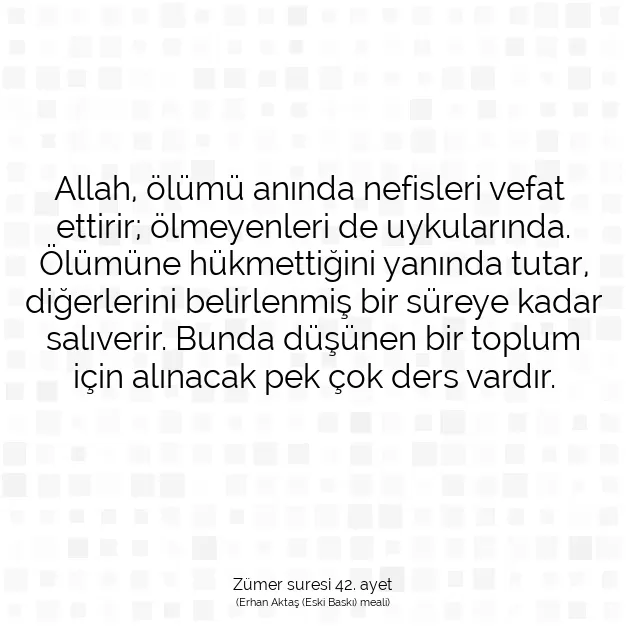 Ayetbul | Kuran Mealleri | Quran | Zümer suresi 42. ayet