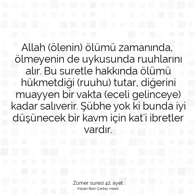 Ayetbul | Kuran Mealleri | Quran | Zümer suresi 42. ayet