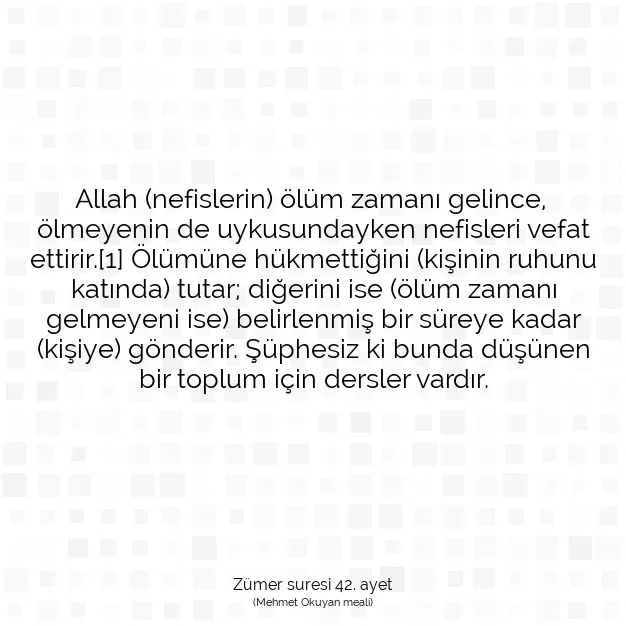 Ayetbul | Kuran Mealleri | Quran | Zümer suresi 42. ayet