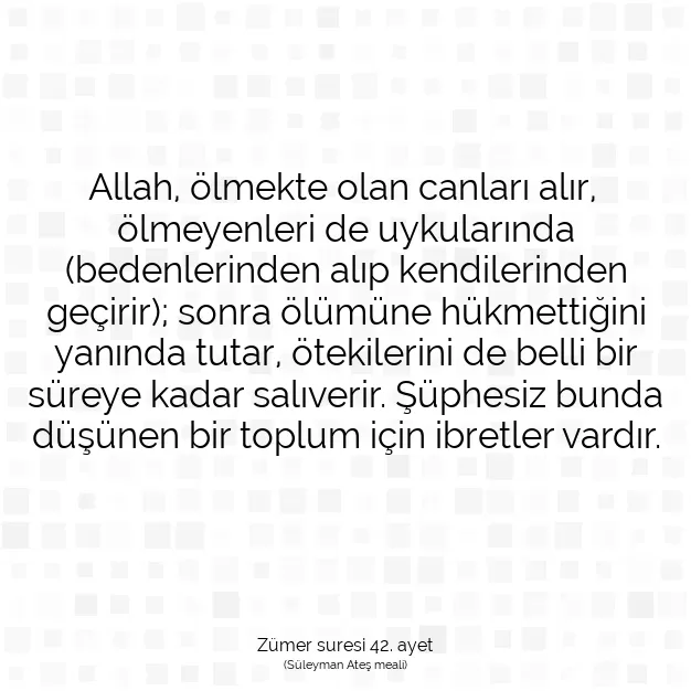 Ayetbul | Kuran Mealleri | Quran | Zümer suresi 42. ayet