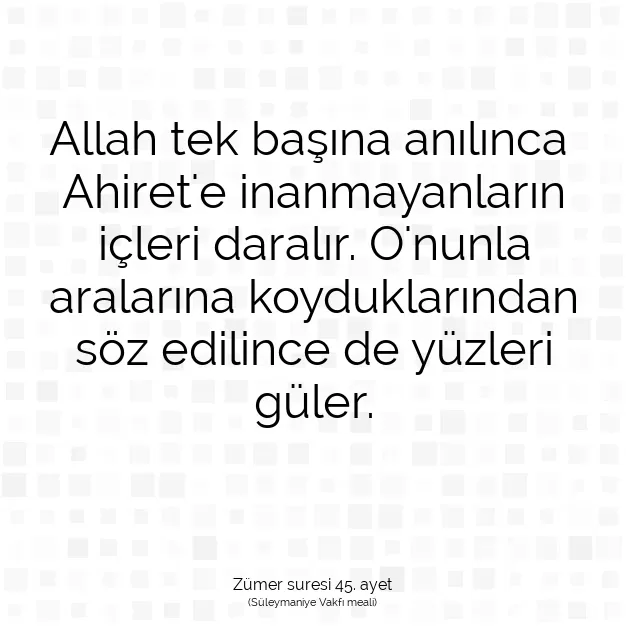 Ayetbul | Kuran Mealleri | Quran | Zümer suresi 45. ayet