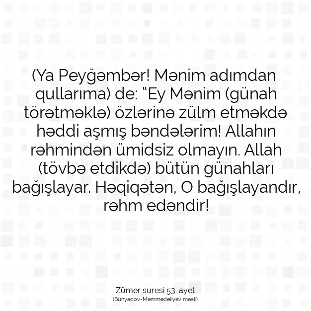 Ayetbul | Kuran Mealleri | Quran | Zümer suresi 53. ayet