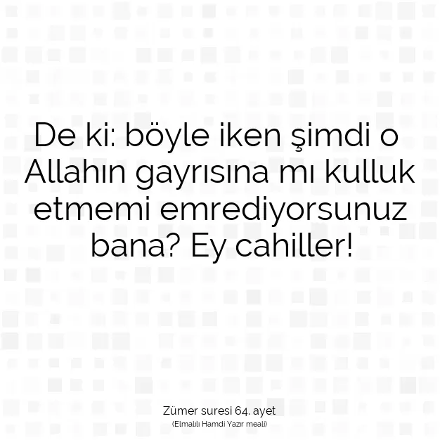 Ayetbul | Kuran Mealleri | Quran | Zümer suresi 64. ayet