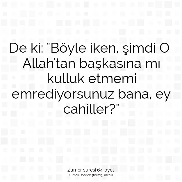 Ayetbul | Kuran Mealleri | Quran | Zümer suresi 64. ayet