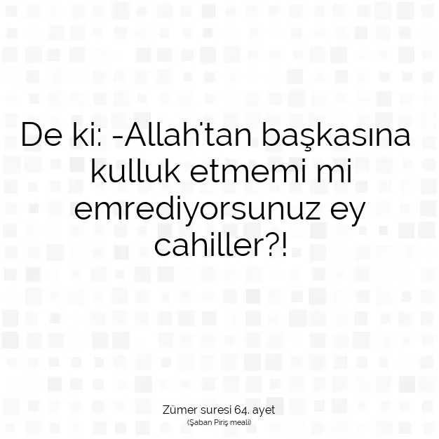 Ayetbul | Kuran Mealleri | Quran | Zümer suresi 64. ayet