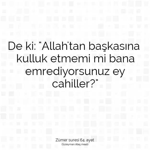 Ayetbul | Kuran Mealleri | Quran | Zümer suresi 64. ayet