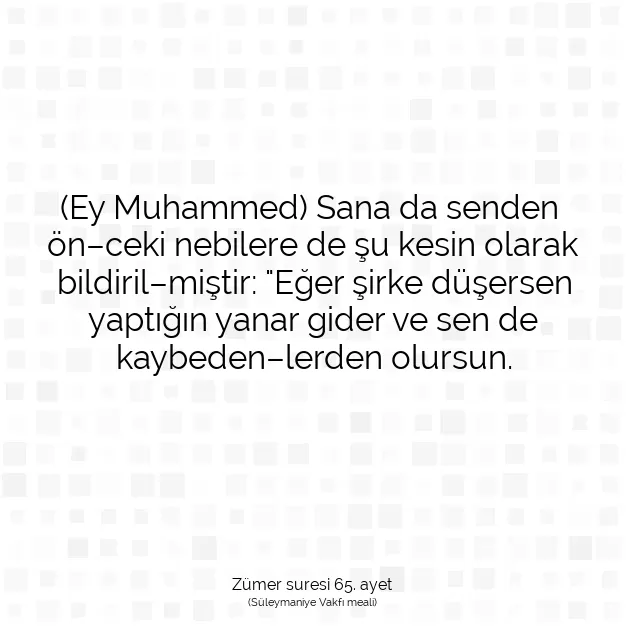 Ayetbul | Kuran Mealleri | Quran | Zümer suresi 65. ayet