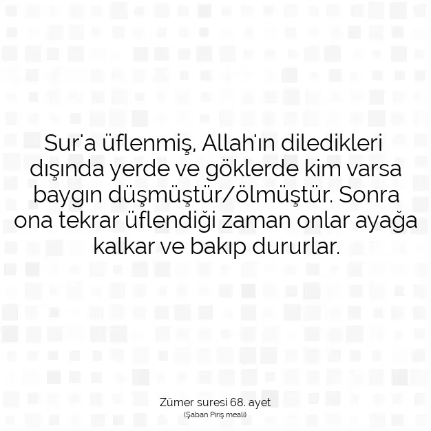 Ayetbul | Kuran Mealleri | Quran | Zümer suresi 68. ayet