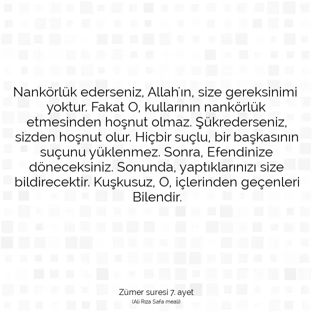 Ayetbul | Kuran Mealleri | Quran | Zümer suresi 7. ayet