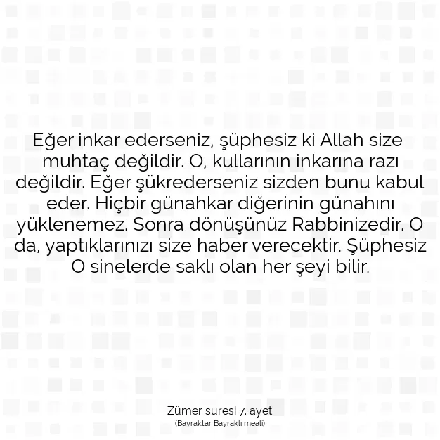 Ayetbul | Kuran Mealleri | Quran | Zümer suresi 7. ayet