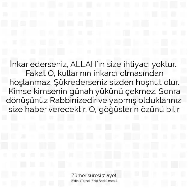 Ayetbul | Kuran Mealleri | Quran | Zümer suresi 7. ayet