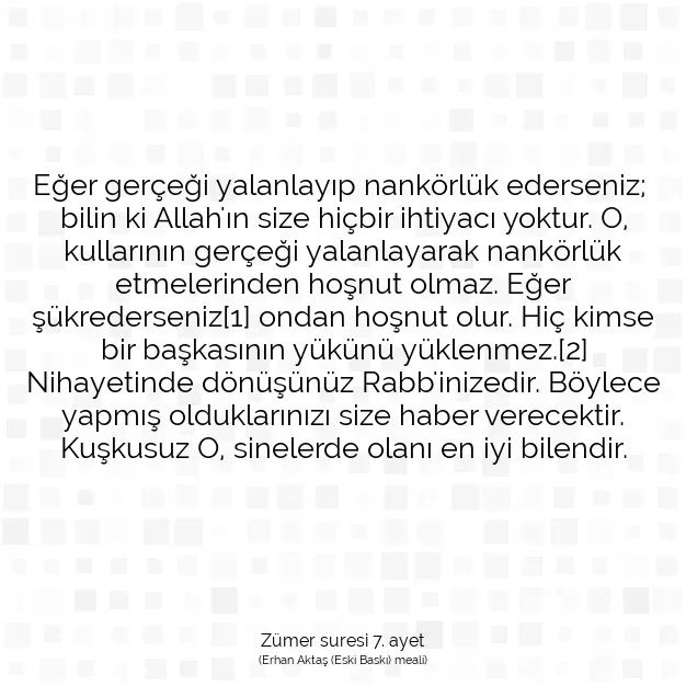 Ayetbul | Kuran Mealleri | Quran | Zümer suresi 7. ayet