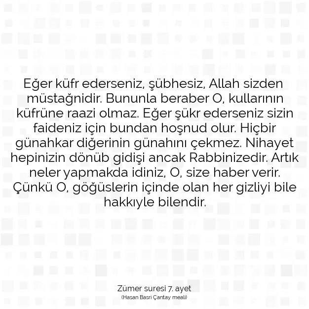 Ayetbul | Kuran Mealleri | Quran | Zümer suresi 7. ayet