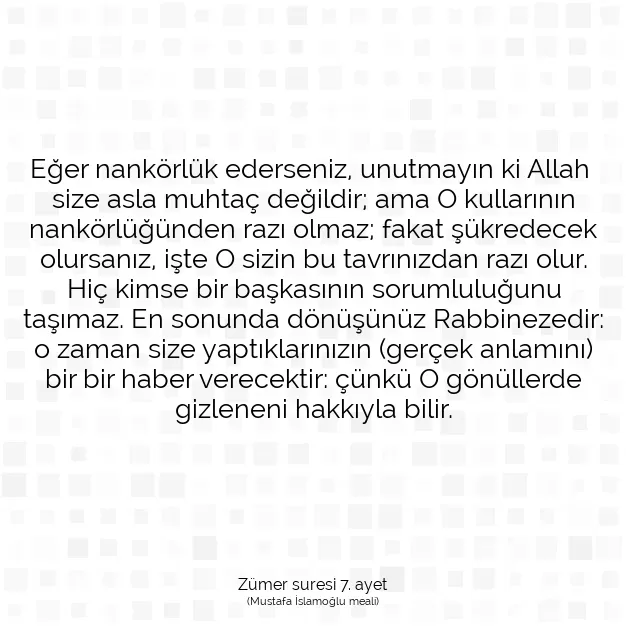 Ayetbul | Kuran Mealleri | Quran | Zümer suresi 7. ayet