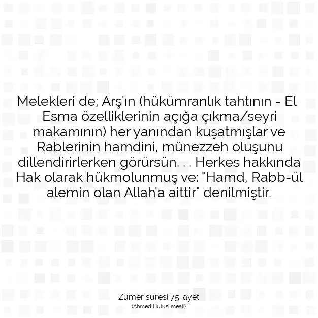 Ayetbul | Kuran Mealleri | Quran | Zümer suresi 75. ayet