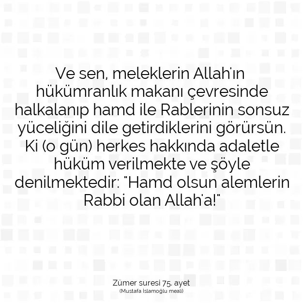 Ayetbul | Kuran Mealleri | Quran | Zümer suresi 75. ayet