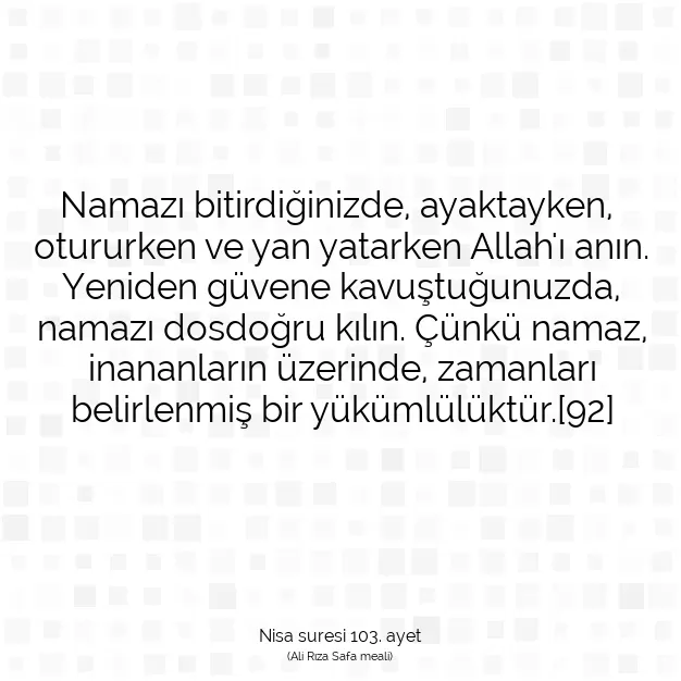 Ayetbul | Kuran Mealleri | Quran | Nisa suresi 103. ayet