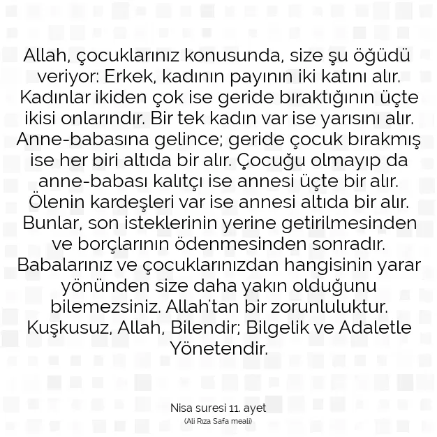 Ayetbul | Kuran Mealleri | Quran | Nisa suresi 11. ayet