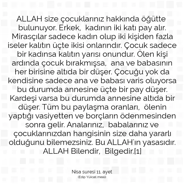 Ayetbul | Kuran Mealleri | Quran | Nisa suresi 11. ayet