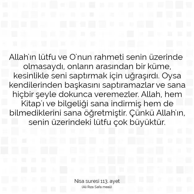 Ayetbul | Kuran Mealleri | Quran | Nisa suresi 113. ayet