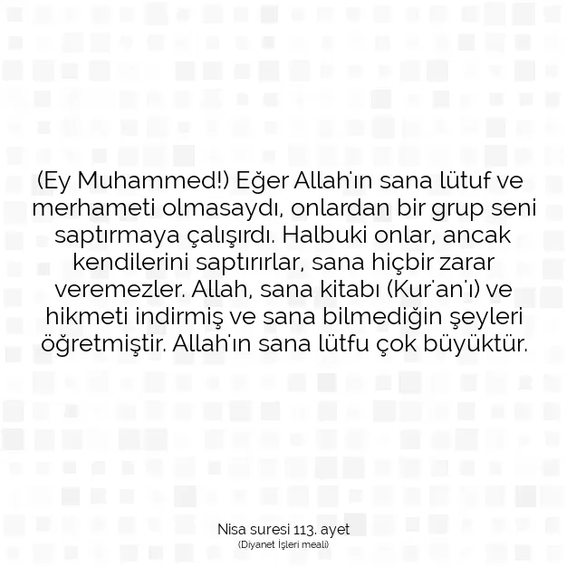 Ayetbul | Kuran Mealleri | Quran | Nisa suresi 113. ayet