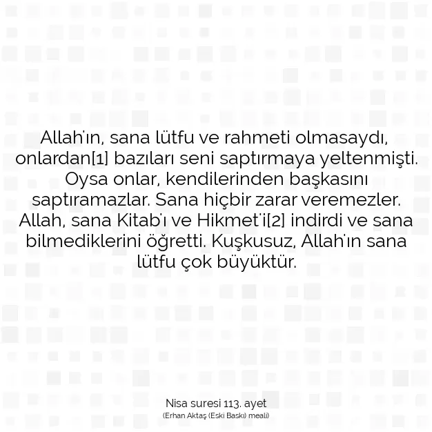 Ayetbul | Kuran Mealleri | Quran | Nisa suresi 113. ayet