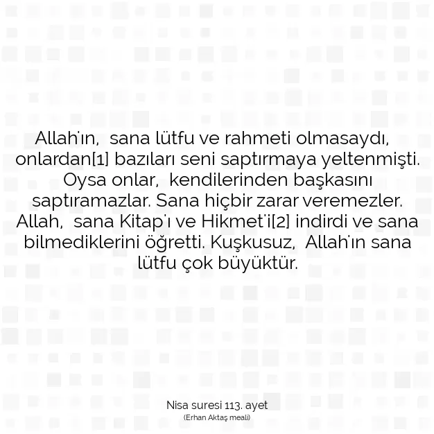 Ayetbul | Kuran Mealleri | Quran | Nisa suresi 113. ayet