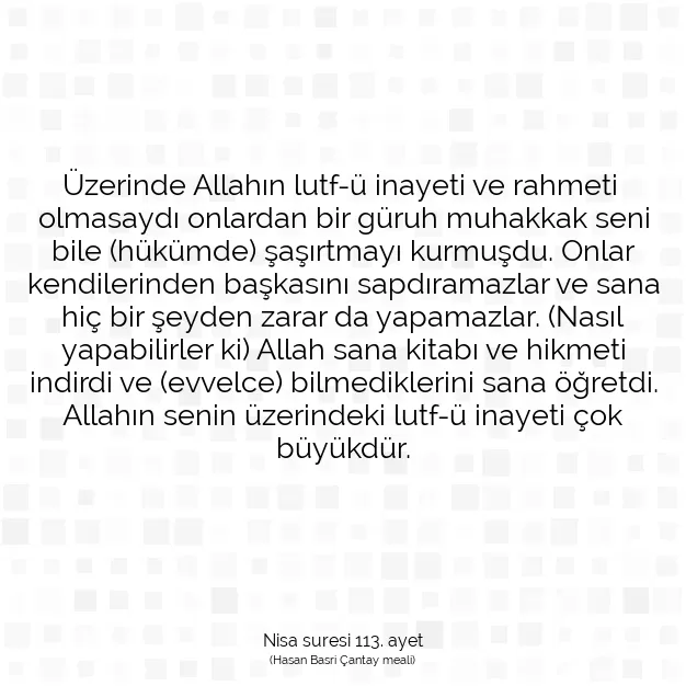 Ayetbul | Kuran Mealleri | Quran | Nisa suresi 113. ayet