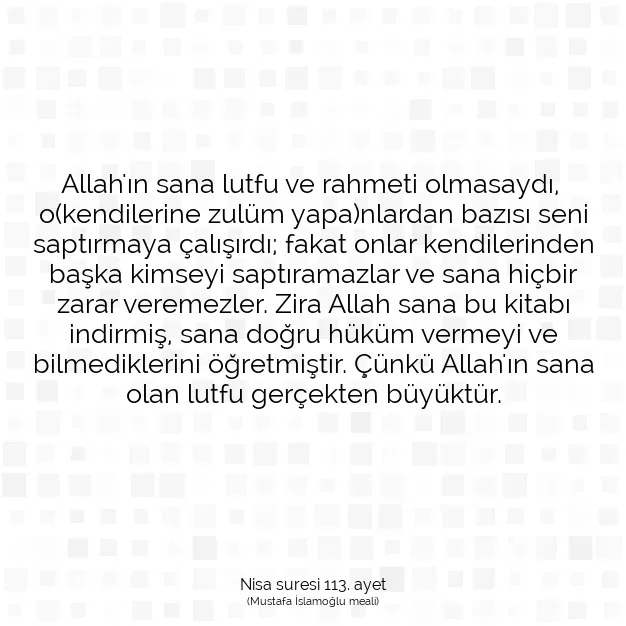 Ayetbul | Kuran Mealleri | Quran | Nisa suresi 113. ayet