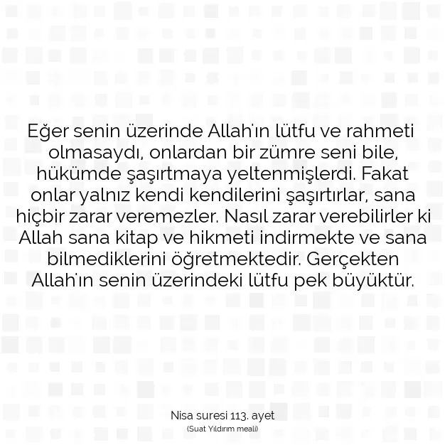 Ayetbul | Kuran Mealleri | Quran | Nisa suresi 113. ayet