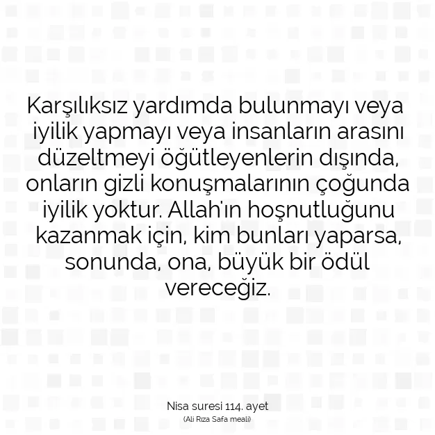 Ayetbul | Kuran Mealleri | Quran | Nisa suresi 114. ayet