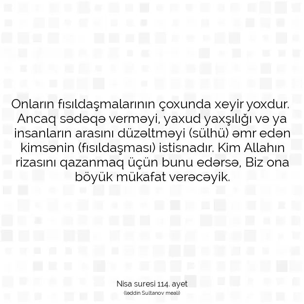 Ayetbul | Kuran Mealleri | Quran | Nisa suresi 114. ayet