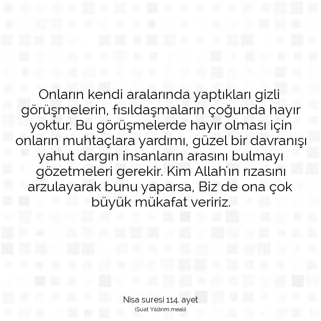 Ayetbul | Kuran Mealleri | Quran | Nisa suresi 114. ayet