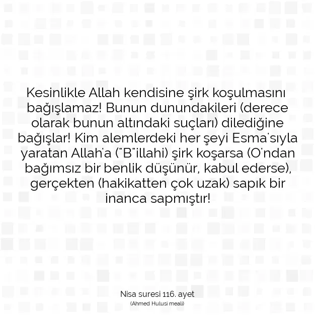 Ayetbul | Kuran Mealleri | Quran | Nisa suresi 116. ayet