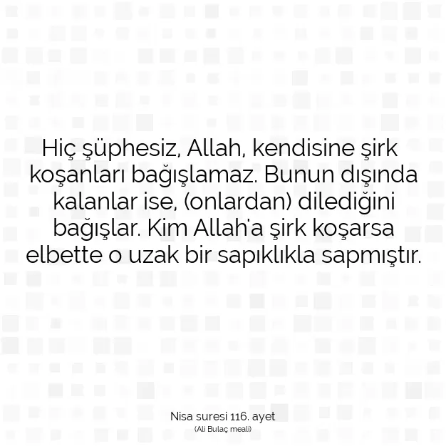 Ayetbul | Kuran Mealleri | Quran | Nisa suresi 116. ayet