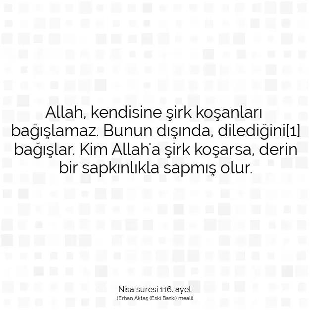 Ayetbul | Kuran Mealleri | Quran | Nisa suresi 116. ayet