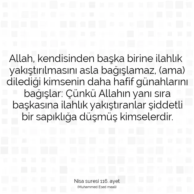 Ayetbul | Kuran Mealleri | Quran | Nisa suresi 116. ayet