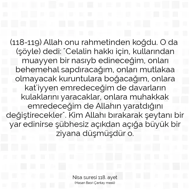 Ayetbul | Kuran Mealleri | Quran | Nisa suresi 118. ayet