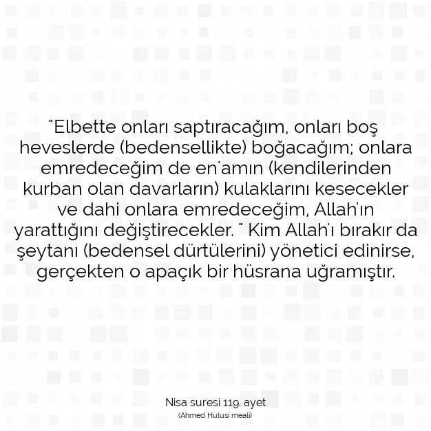 Ayetbul | Kuran Mealleri | Quran | Nisa suresi 119. ayet