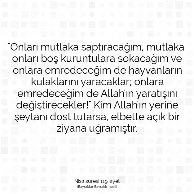 Ayetbul | Kuran Mealleri | Quran | Nisa suresi 119. ayet