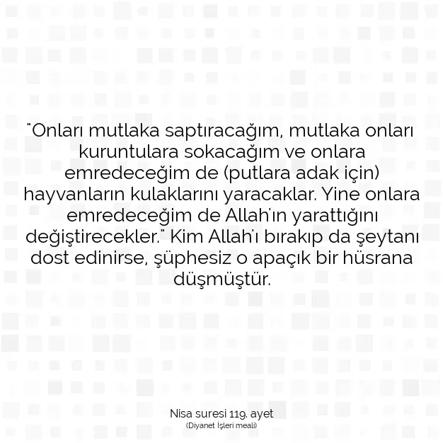 Ayetbul | Kuran Mealleri | Quran | Nisa suresi 119. ayet