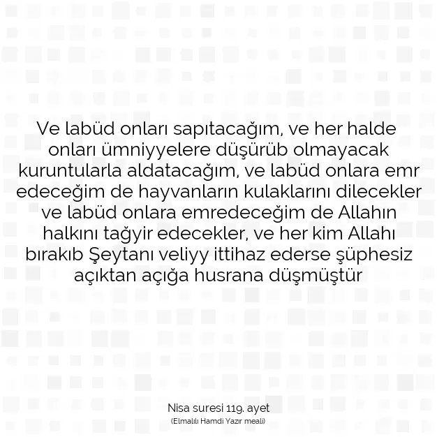 Ayetbul | Kuran Mealleri | Quran | Nisa suresi 119. ayet