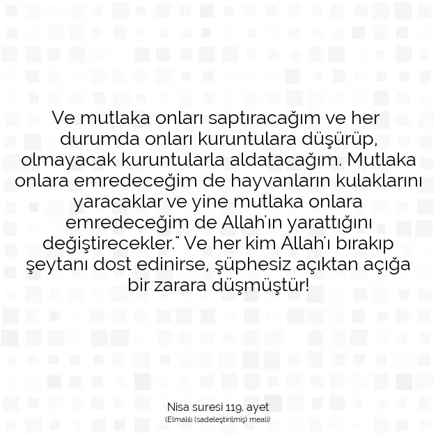 Ayetbul | Kuran Mealleri | Quran | Nisa suresi 119. ayet