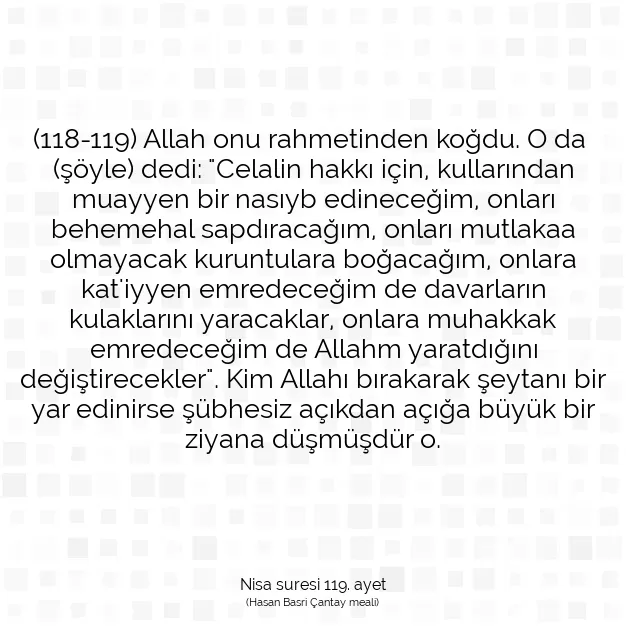 Ayetbul | Kuran Mealleri | Quran | Nisa suresi 119. ayet