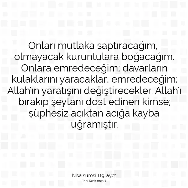 Ayetbul | Kuran Mealleri | Quran | Nisa suresi 119. ayet