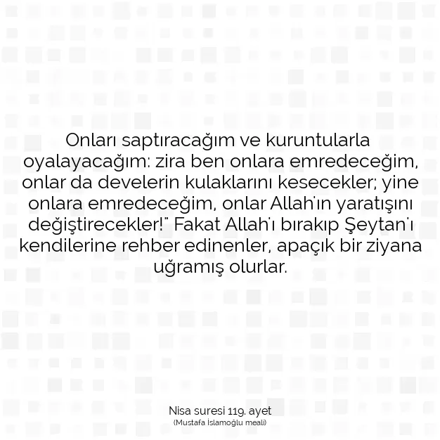 Ayetbul | Kuran Mealleri | Quran | Nisa suresi 119. ayet